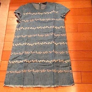 LUCKY BRAND Denim embroidered dress S